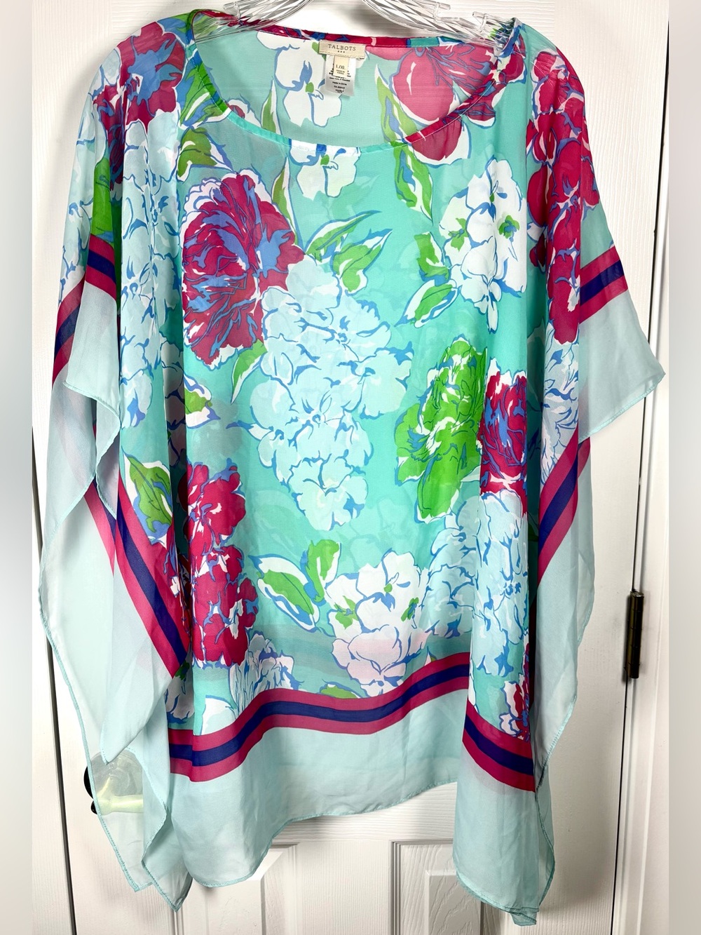 Talbots Floral Sheer Cover Up Scarf Pancho Large XL